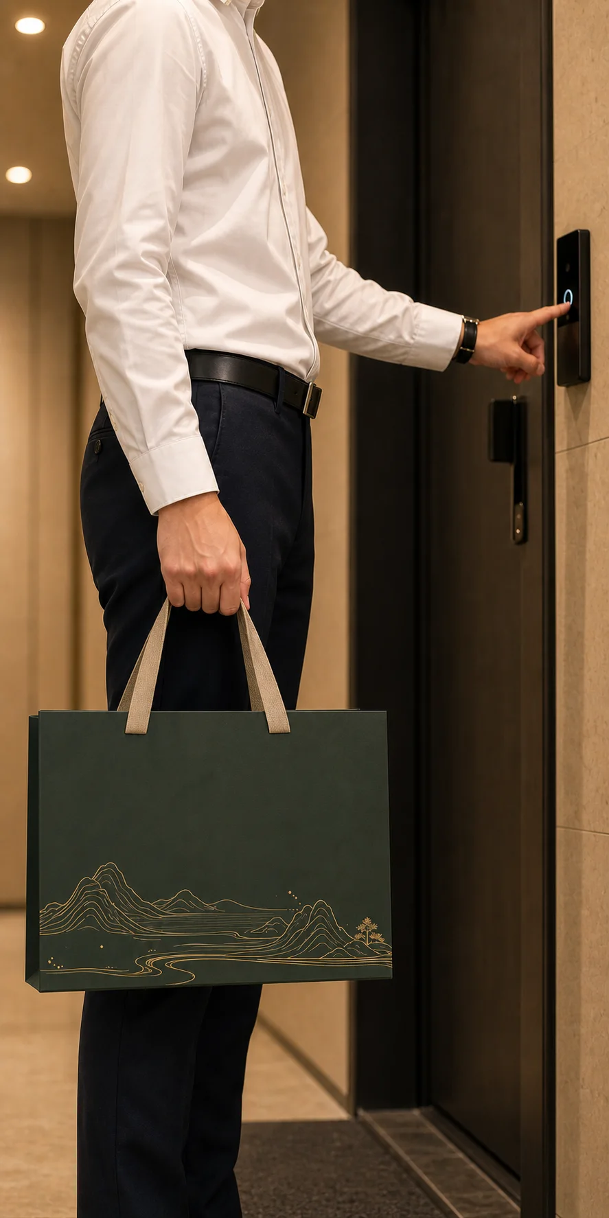 商务拜访时放下礼袋